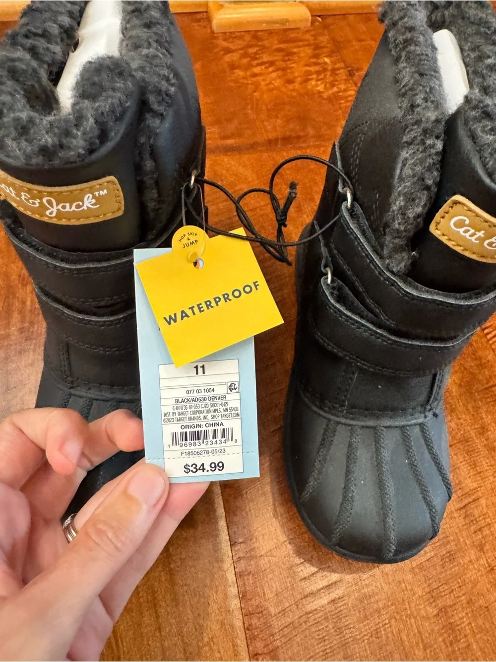 Cat & Jack Black Kids Waterproof Sherpa Winter Boots